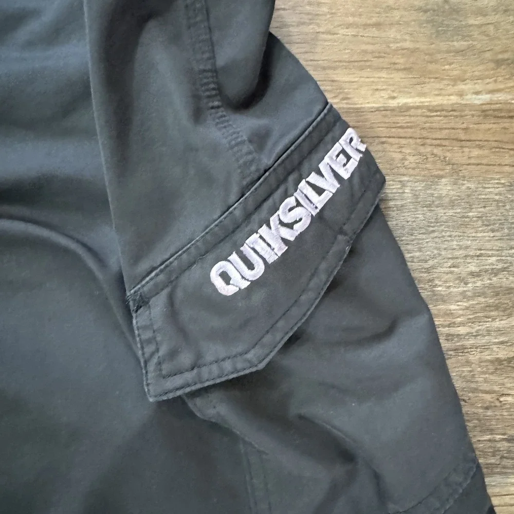 Quicksilver Black Cargo Board Shorts Swim Trunks Mens‎ Surfer Skater